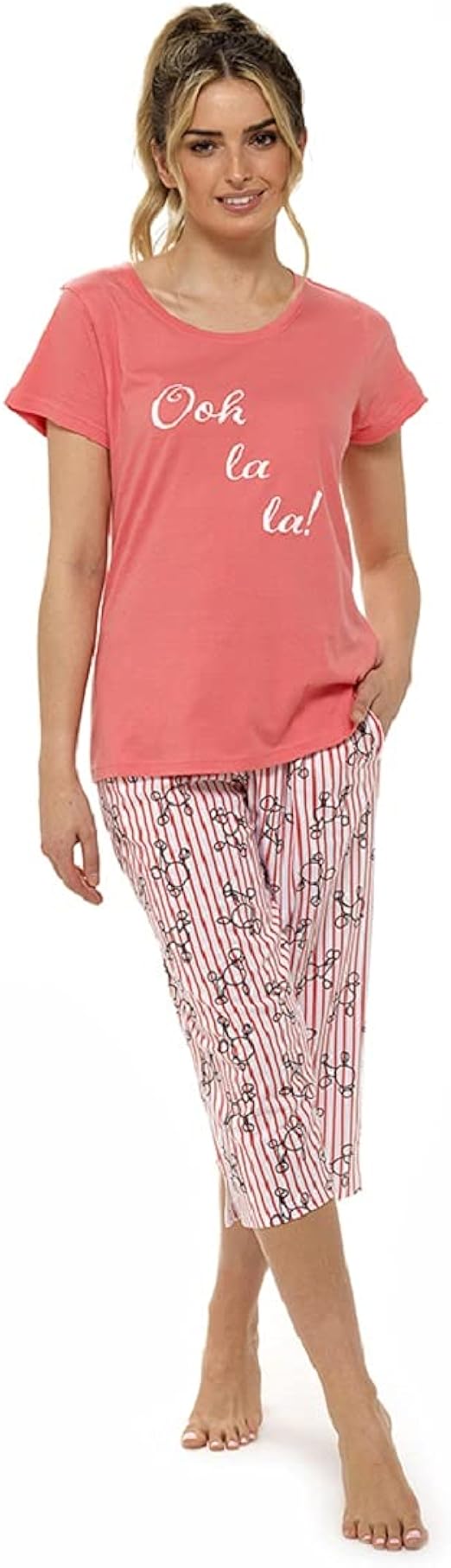 Ladies Poodle Print Cropped 3/4 Length Pyjama Set / PJ Set Amazon.co