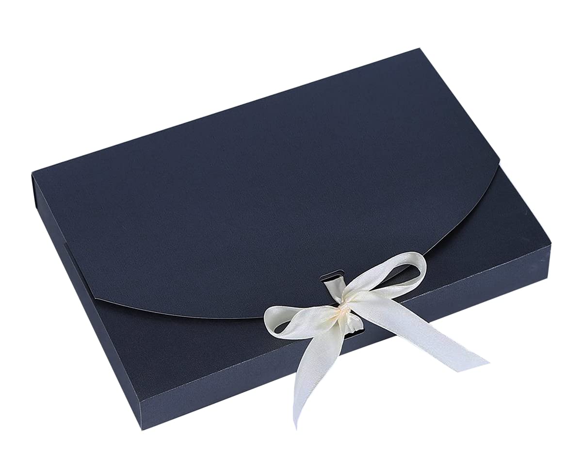 10 Present Gift Boxes, Rectangle Paper Gift Box with Lid & Bow Ribbon, Paper Presentation Boxes for Parties, Christmas, Birthday, Wedding, Packing Dress, Gloves, Scarf, Book