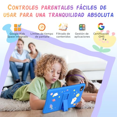 Kids Tablet 10 Inch, Android 16 Tablet for Children from 3 to 12 Years, 16GB RAM 64GB ROM/2TB TF, Parental Controls, GMS, WiFi6, Children's Tablet with Anti-fall Case and Pencil, 4 Year Warranty