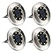 SOLPEX Solar Powered Disk Lights, 8LED Solar Pathway Lights Outdoor Waterproof Garden Landscape Lighting for Yard Deck Lawn Patio Walkway-Warm White (4 Pack)