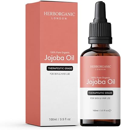 HERBORGANIC Pure Jojoba Oil Cold Pressed Unrefined Hexane-Free Skin Hair 100ml