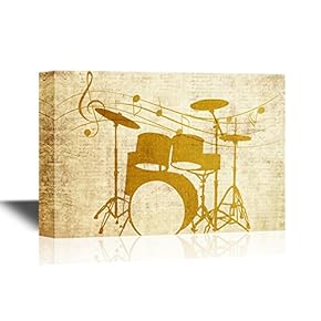Drum Set on Vintage Background