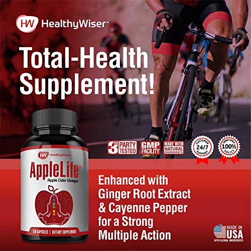 image for HealthyWiser Apple Cider Vinegar Capsules 1000mg - 100% Natural Non-GM