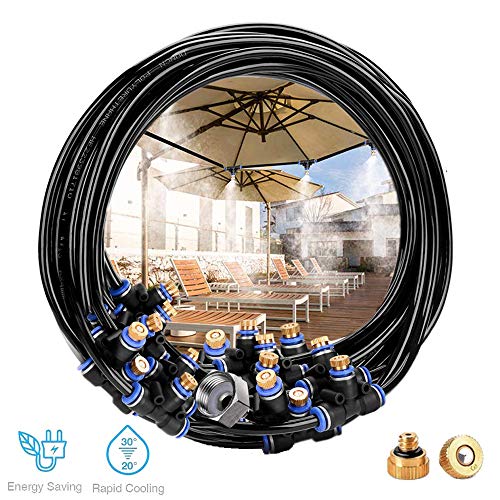 IRuiZhe Outdoor Misting Cooling System Kit - 75.5FT Line With 36 Brass Nozzles For Patio, Garden & Greenhouse