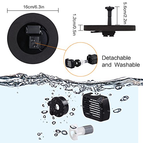 Solar Fountain Pump, Solar Bird Bath Fountain 1.4W Free Standing Solar Powered Water Pumps Panel Kit Outdoor Birdbath Watering Submersible Pump for Pond, Garden and Patio