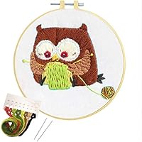 Nuberlic Embroidery Kit for Beginners, Cross Stitch Starter Kit Adults Kids Stamped Embroidery Kit with Pattern Embroidery Hoops Cloth Floss Thread Needles