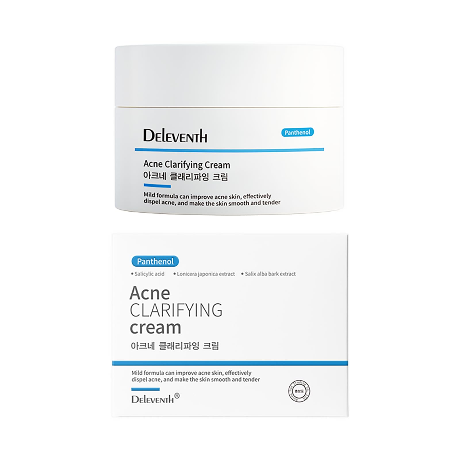 DEleventh Korean Brand Acne Clarifying Cream 30g / with Salicylic Acid, Vitamin B5 & Vitamin E, and Botanical Extracts for Reduced Breakouts, Clear and Soothe Acne-Prone Skin