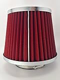 NEW Universal High Performance 3'' Inch Inlet Cone Dry Flow Air Filter Oil Free (Red)