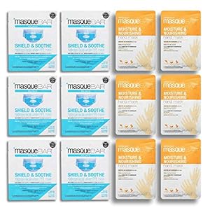 masque BAR Pandemic Bundle – 6 Shield & Soothe Hydro Gel PPE Under Facial Masks – 6 Moisture & Nourishing Hand Masks…