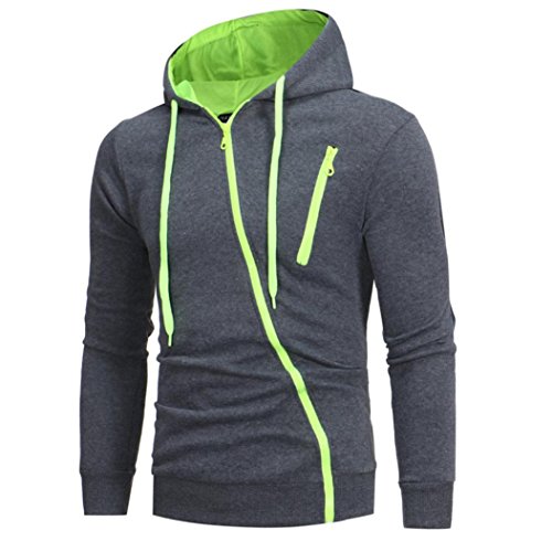 Bookear Men Hoodie,Clearance! Mens Sport Lightweight Zip-up Hooded Sweatshirt Jacket Coat (L, Green)