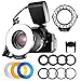 FOSITAN 18 LED Macro Ring Flash Light for Nikon Canon Camera DSLR with LCD Display Power Control 8 Adapter Rings 4 Light Diffuser for Nikon Canon and Others Hot Shoes DSLR Camera