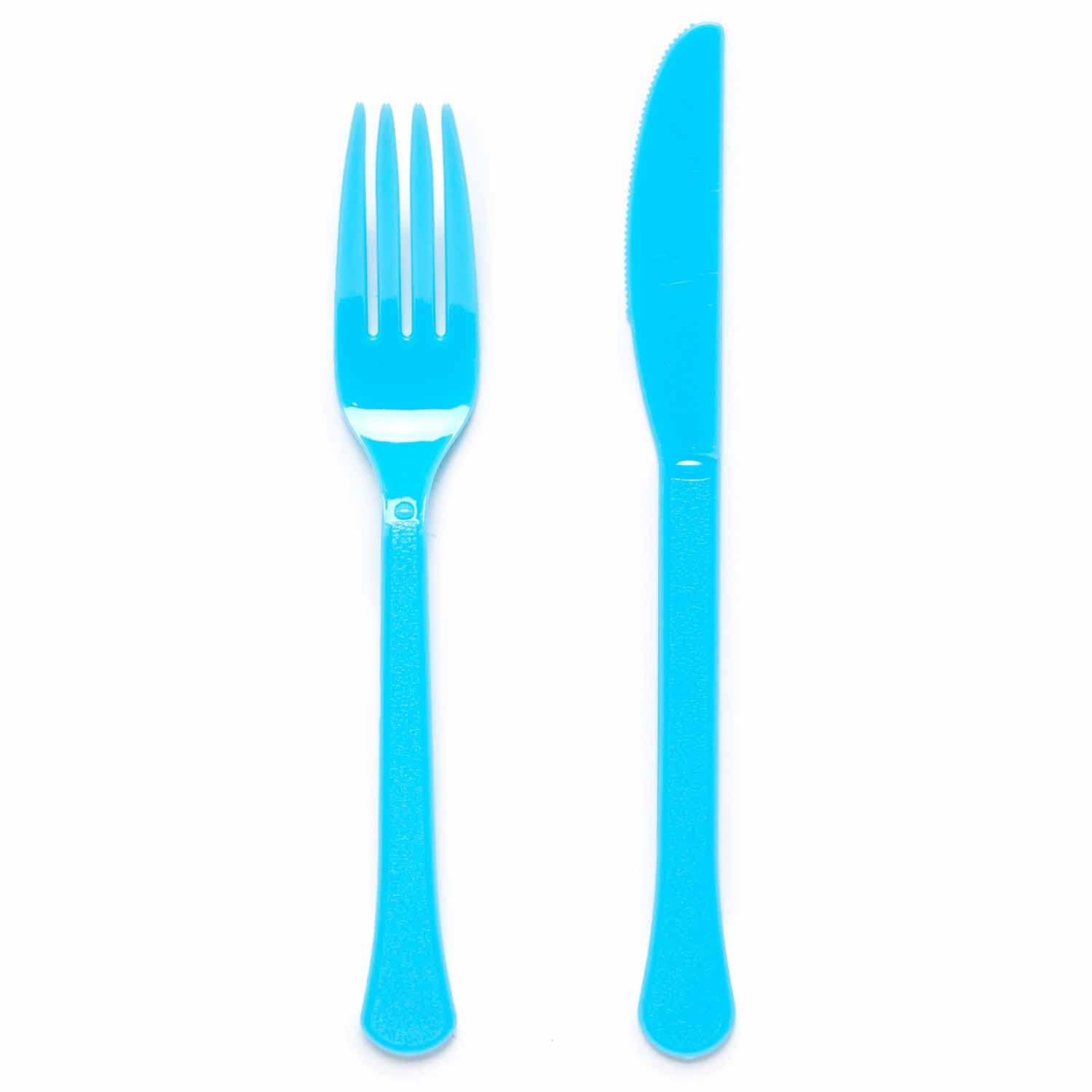 Amscan 9915411-210 - Bright Blue Eco-Friendly Re-usable Dishwasher Safe Mixed Cutlery - 24 Pack