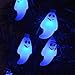 LEVIITEC Solar Halloween Decorations String Lights, 30 LED Waterproof Cute Ghost LED Holiday Lights for Outdoor Decor, 8 Modes Steady/Flickering Lights [Light Sensor] 19.7ft Blue