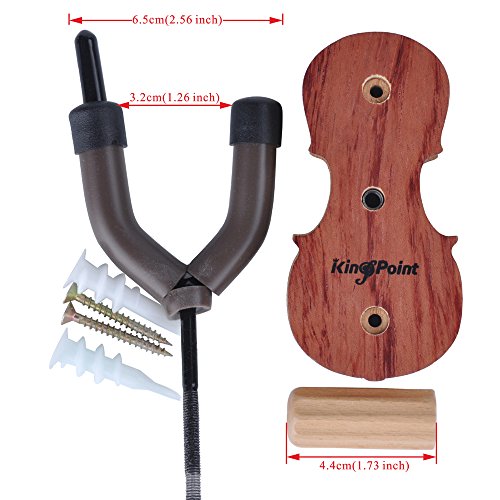 KingPoint Wood Wall Mount Hanger Auto Lock Design for Violin Viola Uklele and String Instruments - Thumbnail 4