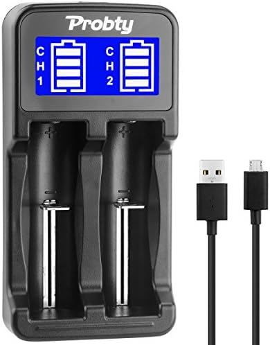 Probty 18650 Charger LCD Display Dual USB Smart Intelligent Charger 18490 18350 17670 17500 16340(RCR123) 14500, Ni-MH/Ni-Cd A AA AAA Batteries