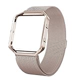 SWEES Metal Bands Compatible Fitbit Blaze Smart Watch, Stainless Steel Magnetic Milanese Replacement Band with Frame Small & Large for Women Men, Champagne Gold, Black, Silver, Colorful, Rose Gold