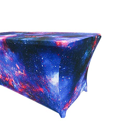 Haorui 6 ft. Rectangular Fitted Stretch Tight Spandex Table Cover Table Cloth Tradeshows Vendors Galaxy Sky Starry Night - Thumbnail 5