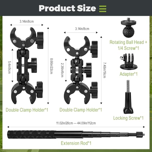 Motorcycle Mount for Insta360 X5 X4, Bike Handlebar Mount Kit with Invisible Selfie Stick 120cm and Dual Clamp Accessory for Insta 360 X5 X4 X3 ONE X2 GoPro Hero 13 12 DJI Osmo Pocket 3