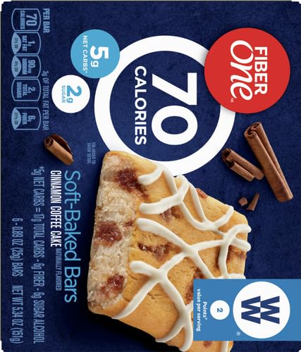 FIBER ONE 70 CALORIE SOFT-BAKED BARS, CINNAMON COFFEE CAKE, 6 BARS, 5.34 OZ