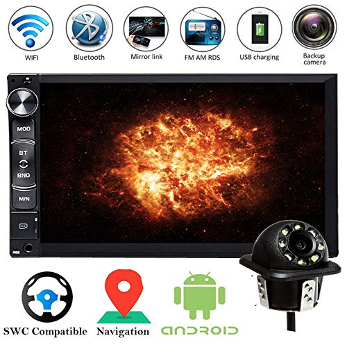 Double Two Din Car Navigation Stereo Android with Reverse Camera 7inch Touchscreen Dual System Mirrorlink Bluetooth WiFi Connection 1GB+16GB for Ford F-150 2005 2006 2007 2008, 2 Yr Warranty