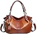 Heshe Leather Shoulder Handbags for Womens Designer Satchel Ladies Purses Totes Work Bag Top-handle Bags Crossbody Bag (W021-Sorrel)