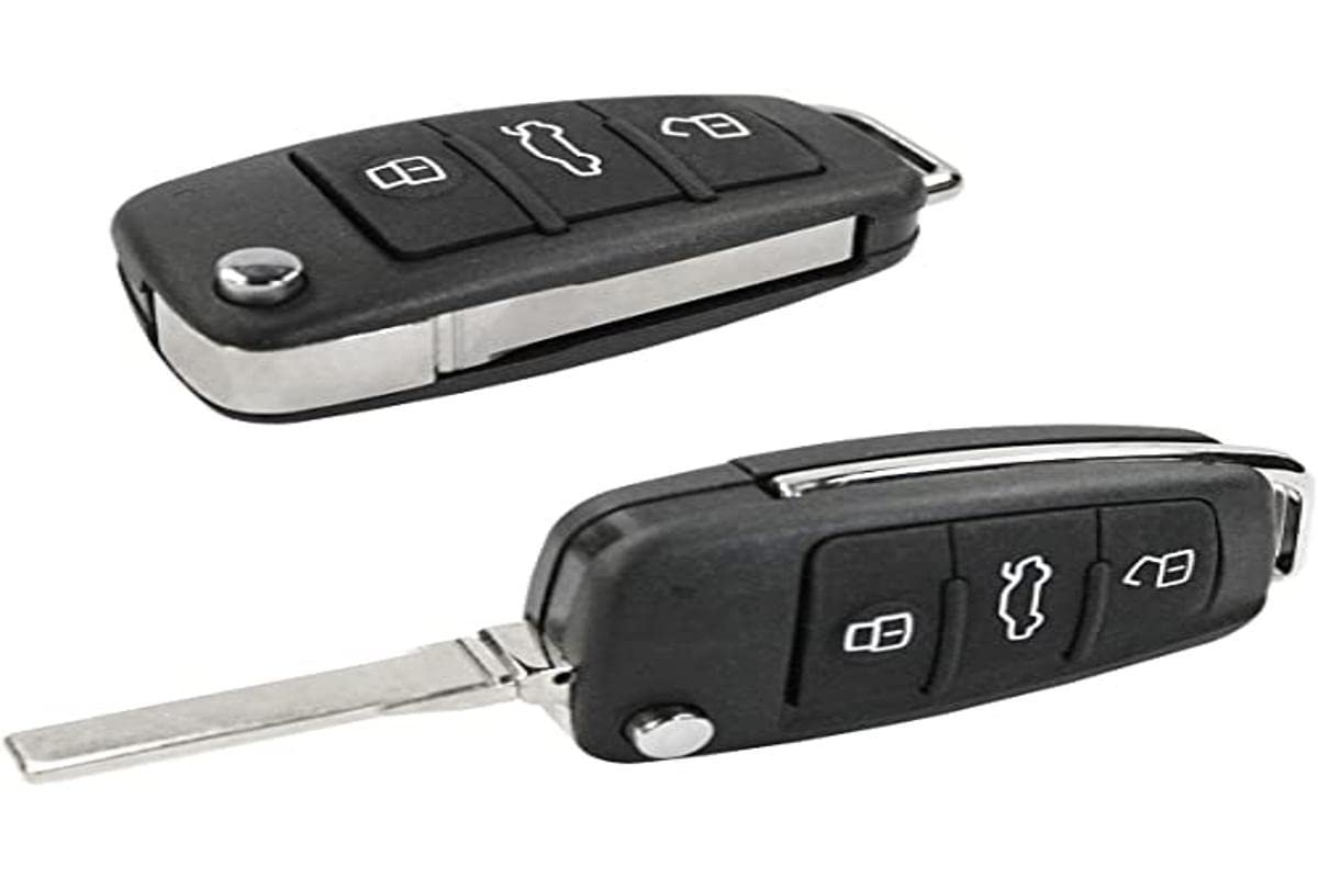 Chiavit AU003 3-Button Remote Control Key Shell Cover and Blade for Audi A1 / A3 / A4 / A6 / A8 / Q5 / Q7, Replacement Car Key Shell, Compatible Replacement without Logo, Electronic Components or Transponder