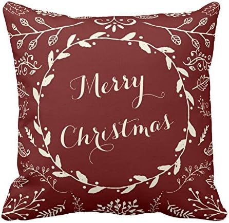 Asamour Vintage Xmas Quotes Snowflake Cotton Linen Throw Pillow Case Home Decorative Cushion Cover Sofa Couch Bedding 18x18 Inches (Merry Christmas A)