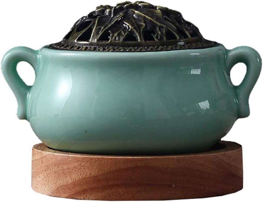 RXBFD Ceramic Electric Incense Burner,Timing Temperature Control Agarwood Aromatherapy Furnace,Essential Oil Electronic Aromatherapy Diffuser