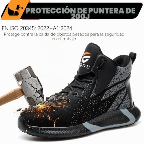 PAQOZKC Botas de Seguridad Ligeras Hombre Mujer Zapatos de Seguridad Altos