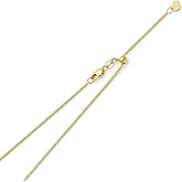 14k REAL Yellow OR White Gold Solid 0.8mm Square Wheat Length Adjustable Chain Necklace with Lobster Claw Clasp