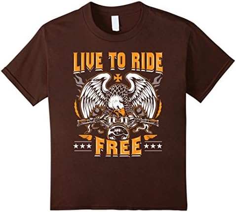 Kids Live To Ride Free Shirt - Motorcycle T-Shirt - Biker Tee 4 Brown
