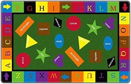 Flagship CarpetsSimple Shapes Educational Carpet Rug for Home or School Learning Area, Classroom, Kid's Bedroom or Playroom, 6' Round, Primary