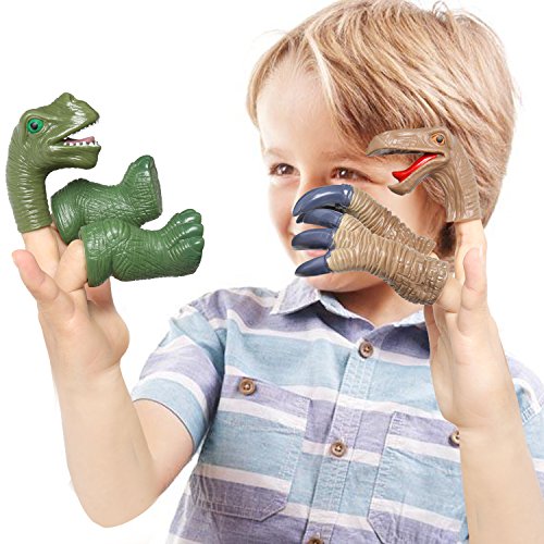rainbow yuango 36PCS Realistic Dinosaur Finger Puppets Playset Soft Vinyl Rubber Dinosaur Head Finger Puppet with Feet Theaters Doll Model Toy for Kids