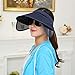 Eforstore New Chic Pure Color Wide Brim Sunhat Hat with Retractable Visor (Navy Blue)