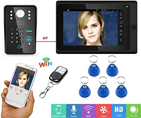 MOUNTAINONE 7inch Wired / Wireless Wifi RFID Password Video Door Phone Doorbell Intercom with IR-CUT 1000TVL Camera