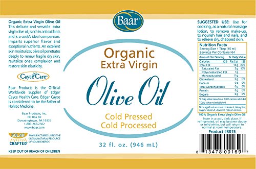 Baar Organic Olive Oil, 32 Ounces