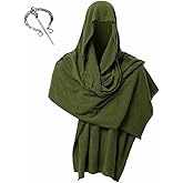 Medieval Dune Costume Shawl, Post Apocalyptic Wrap Dune Head Scarf Rogue Cowl Costume for Viking Shaman Renaissance (Green)