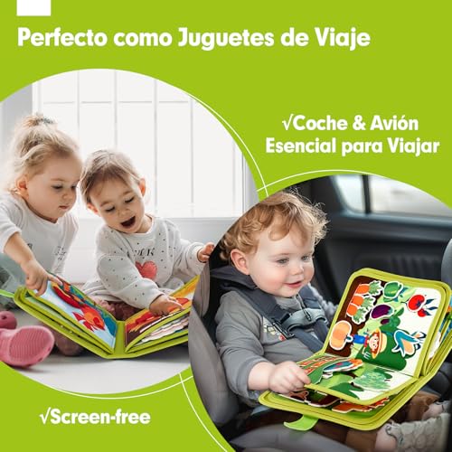 hahaland Montessori Book 1 Year - 20 in 1 Busy Activity Board, Interactive Book Montessori Toys for Children 1 2 3 Years - 10 Pages Animals Farm