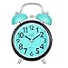 Alarm Clock for Heavy Sleepers, Silent Desk Bedside Travel Alarm Clock, Cute No Ticking Twin Bell Loud Alarm Analog Clock for Bedrooms (Blue)