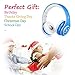 Wireless Bluetooth Headphones for Kids Boys Girls Over Ear,Built-in Mic,Stereo Sound ,3.5mm Audio Jack Cable for Pc Tablet Cellphone(Blue)