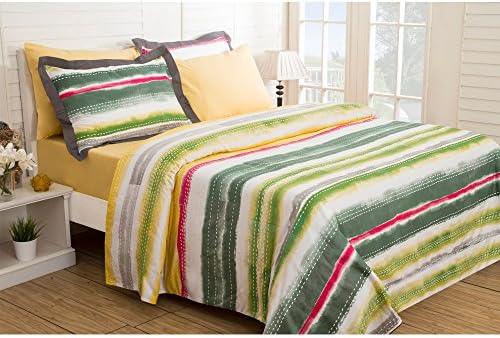 Maspar Waltz 3 Piece Cotton Duvet Cover Set - King Size, Green