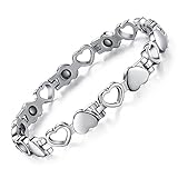 Starista Titanium Steel Magnetic Therapy Bracelet Heart Hollow Hematite Balance Wristband for Women