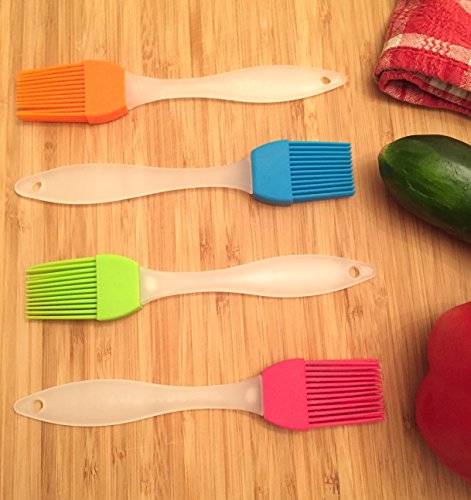 Lifestyle Dynamics Chef 6 ¾" Silicone Basting Brushes, Pastry Brushes, BBQ Brushes, Veggies Brushes, Heat Resistant, 4 Color Pack