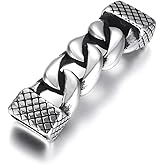 HALLEBEADS 2 Pcs Inseparable Clasps Set Punk Viking 304 Stainless Steel Leather Clasp Connectors for DIY Charms Bracelet Findings Jewelry Making Parts Supplies (Fit Hole Size 12x6mm, Style 9)