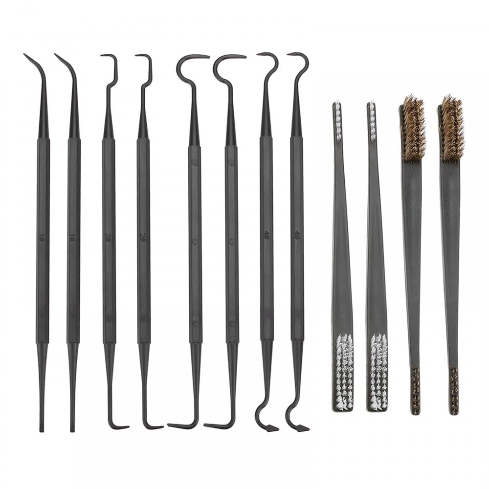 DONGKER 12 Pcs Tactical Gun Cleaning Kits,include 4 Double-Ended Brush 8 Rifle Cleaning Picks for Cleaning Welding Slag and Rust