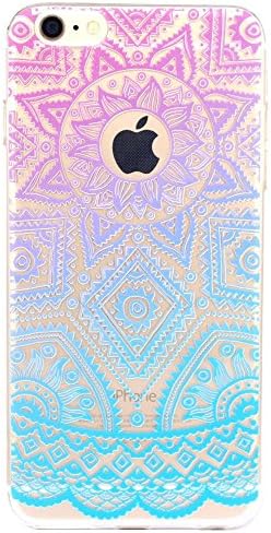 iPhone 7 Case,LSVTR Totem Henna Mandala Lace Clear Design Transparent Hybrid, Shock Absorbing, Soft TPU Bumper, Scratch Resistant Cover Case for iPhone 7 4.7" - Purple Blue Henna