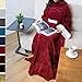 PAVILIA Fleece Blanket with Sleeves for Women Men Adults, Wearable Blanket Warm Soft Plush, Snuggle Pocket Sleeved TV Throw Wrap, Cozy White Elephant Gifts Ideas Mom Wife, Burgundy Red