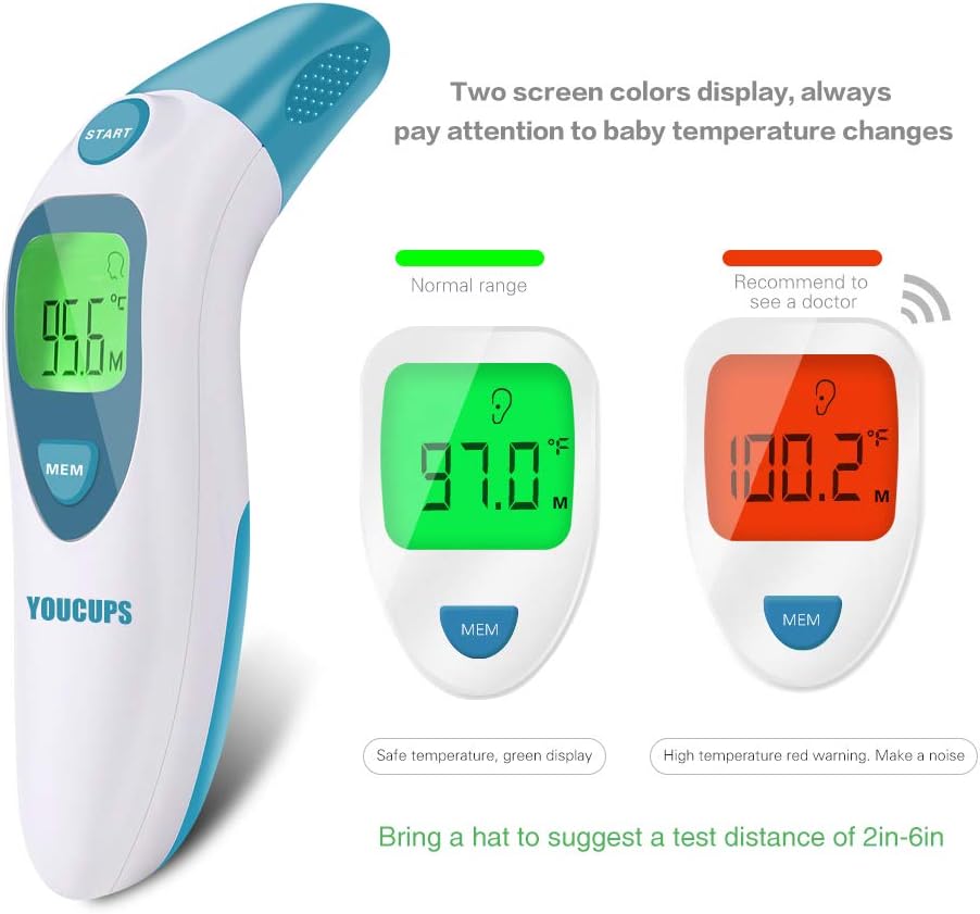 YOUCUPS Baby Thermometer Ear Temperature Suitable Infants Over Three Months accurately Quickly FDA Certified Brand Trustworthy (White)