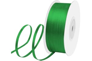 Isaspire 1/8" Width x 100 Yards Satin Ribbon, Small Green Ribbon Perfect for DIY Craft, Bows, Gift Wrapping, Flower Bouquet, Valentine's Day, Christmas and Party Decoration