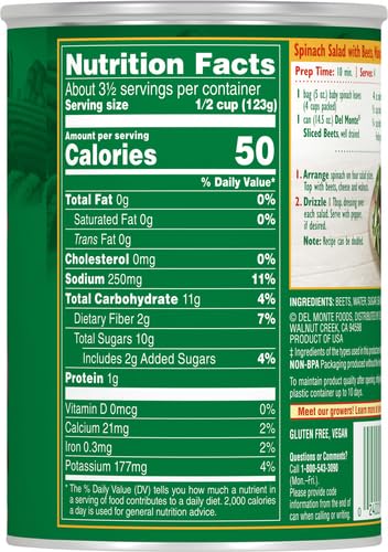 DEL MONTE FRESH CUT CANNED BEETS SLICED CANNED VEGETABLES, 14.5 OZ CAN